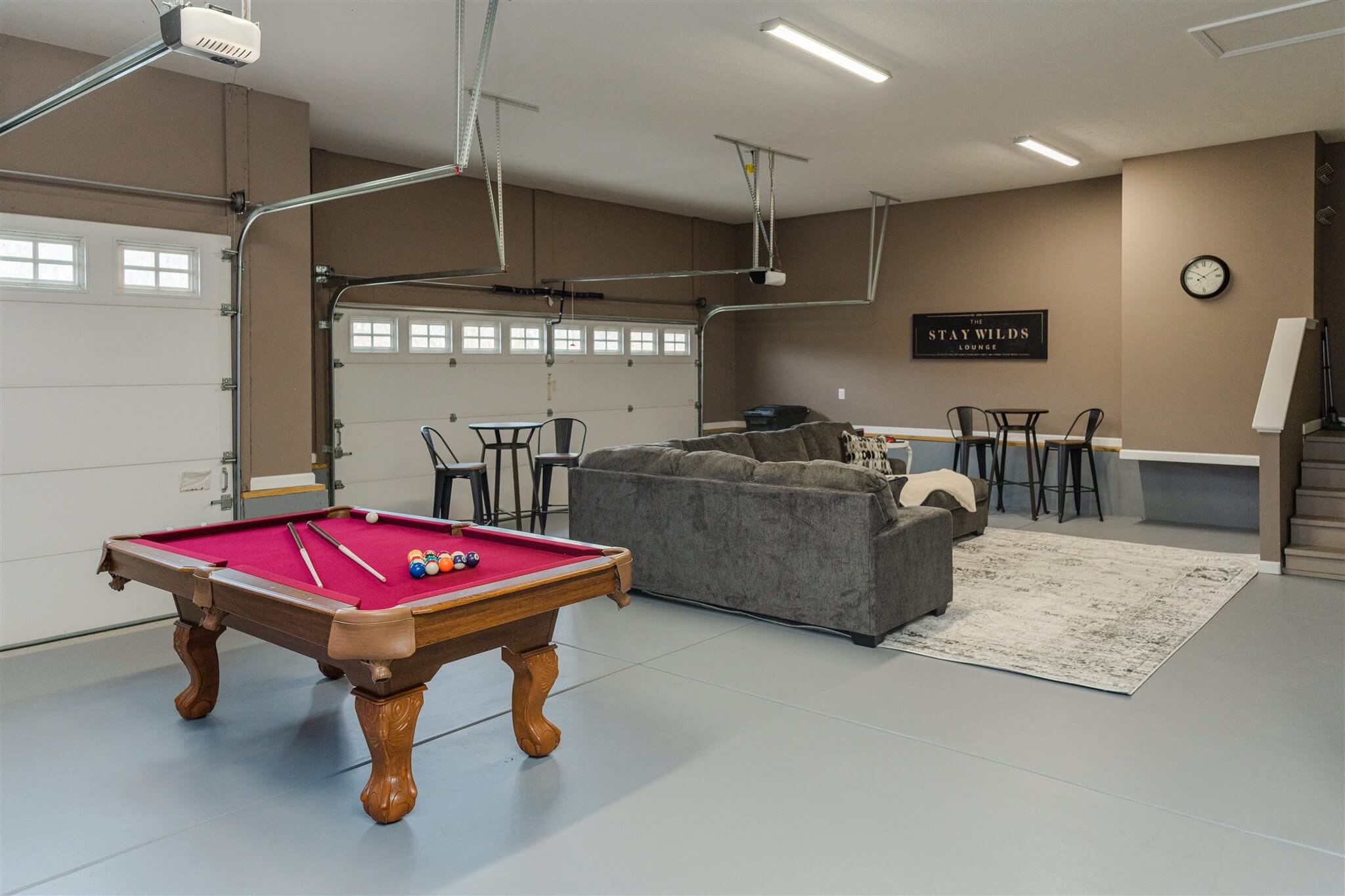 Open Lounge space with pool table and seating